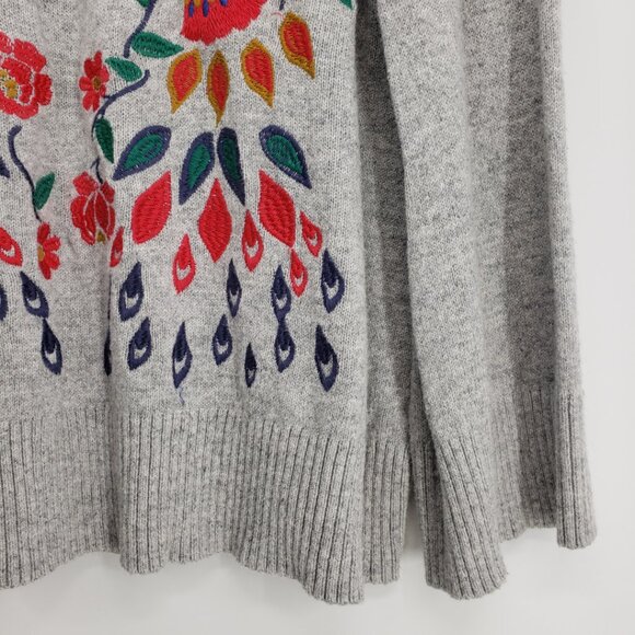 LOFT Gray Sweater with Colorful Bird Design - Picture 5 of 9